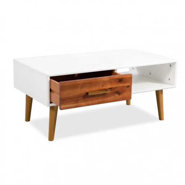 Chunhelife Table Basse Bois D’acacia Massif 90 X 50 X 40 Cm 5