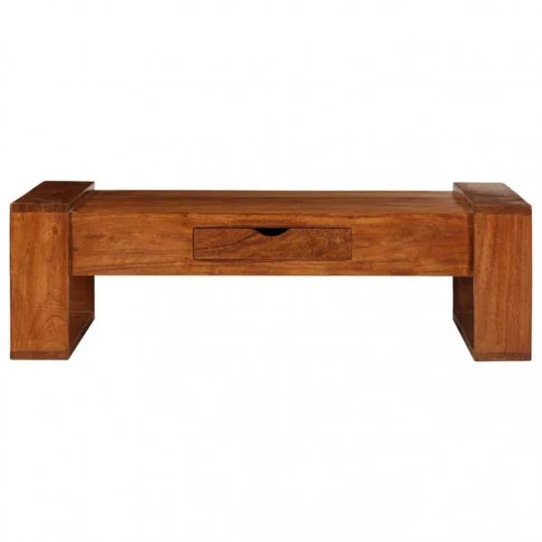 Chunhelife Table Basse Bois D’acacia Solide 100 X 50 X 30 Cm Marron 3