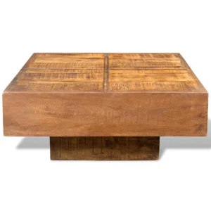 SANS MARQUE Table Basse Bois De Manguier Carrée Marron – Brun 11