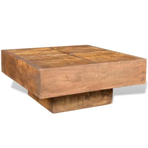 SANS MARQUE Table Basse Bois De Manguier Carrée Marron – Brun 13