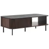 Beliani Table Basse Bois Foncé Et Noir JOSE 17