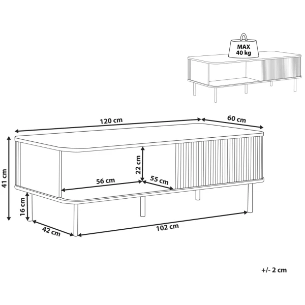 Beliani Table Basse Bois Foncé Et Noir JOSE 3