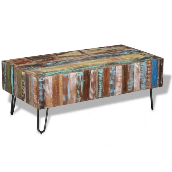 SANS MARQUE Table Basse Bois Massif De Récupération 100x50x38 Cm – Multicolore 1