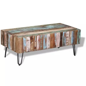 SANS MARQUE Table Basse Bois Massif De Récupération 100x50x38 Cm – Multicolore 9