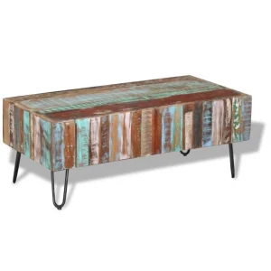 SANS MARQUE Table Basse Bois Massif De Récupération 100x50x38 Cm – Multicolore 11