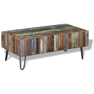 SANS MARQUE Table Basse Bois Massif De Récupération 100x50x38 Cm – Multicolore 15