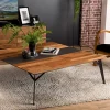 MES Table Basse Carrée 120 Cm En Teck Recyclé Et Métal – PHRAE 17