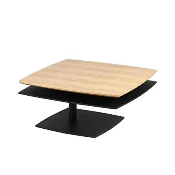 MES Table Basse Carrée Double Plateau Bois Et Noir 1