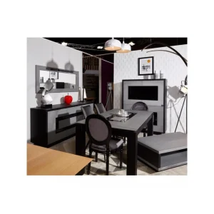 BOBOCHIC Vitrine 4 Portes Meteor Gris Argent & Noir 13