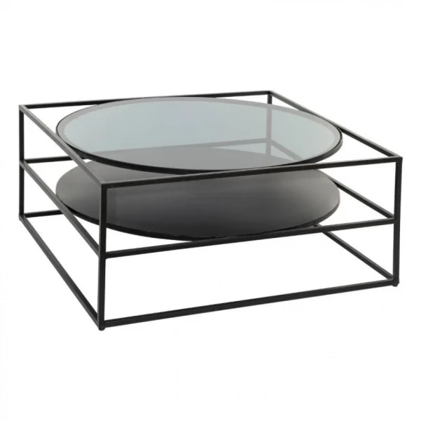 Pp No Name Table Basse Design Verre & Métal Yoho 90cm Noir 1