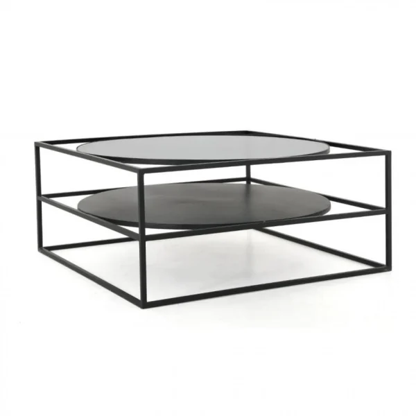 Pp No Name Table Basse Design Verre & Métal Yoho 90cm Noir 3