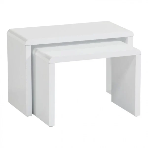 Table Basse Double Gigogne MODERN LIVING Blanc Laqué Lenny 1