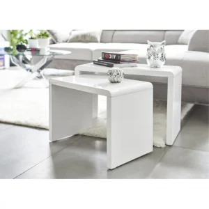 Table Basse Double Gigogne MODERN LIVING Blanc Laqué Lenny 9