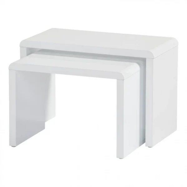 Table Basse Double Gigogne MODERN LIVING Blanc Laqué Lenny 4