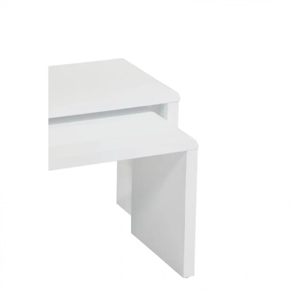 Table Basse Double Gigogne MODERN LIVING Blanc Laqué Lenny 5