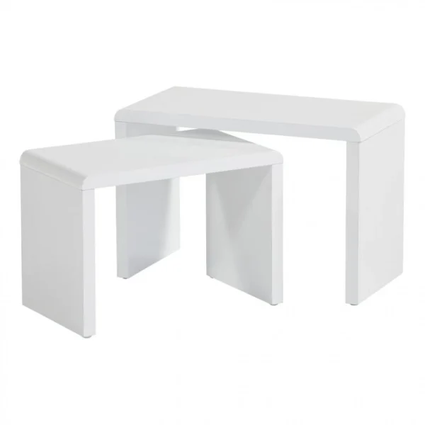 Table Basse Double Gigogne MODERN LIVING Blanc Laqué Lenny 6