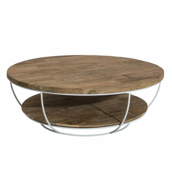 MACABANE Table Basse Double Plateau En Teck Recyclé HEZO 1