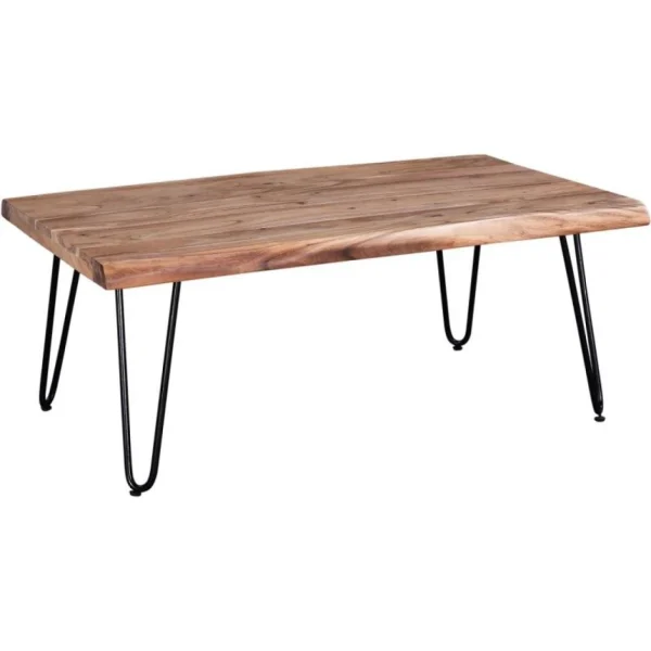 MES Table Basse En Bois Vegage 100cm Beige & Noir 1