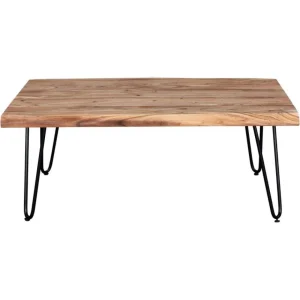 MES Table Basse En Bois Vegage 100cm Beige & Noir 9