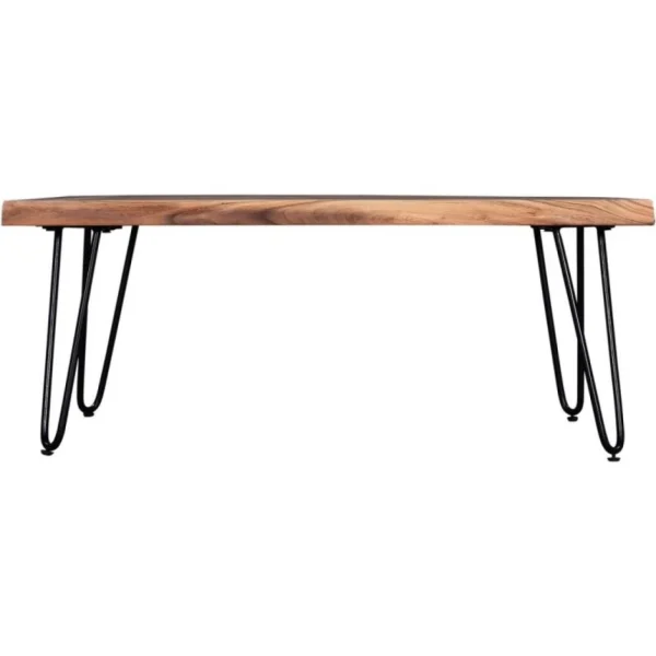 MES Table Basse En Bois Vegage 100cm Beige & Noir 4