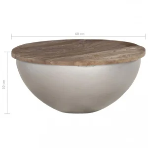 Chunhelife Table Basse En Forme De Bol Ø60 Cm Bois De Manguier Massif 15