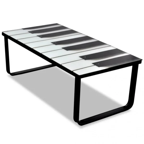 SANS MARQUE Table Basse En Verre Design Piano – Multicolore 1