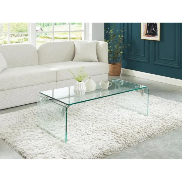 Vente-unique Table Basse En Verre Trempé – Transparent – MADRO 1