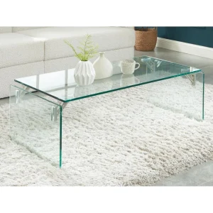 Vente-unique Table Basse En Verre Trempé – Transparent – MADRO 9