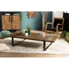 MACABANE Table Basse MATHIS Multi-Planches Bois Massif Cerclée Métal 7