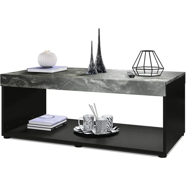 MPC Table Basse Noir / Aspect Marbre (LxHxP): 104 X 40,5 X 58 1