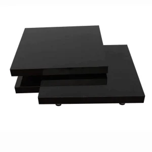 SANS MARQUE Table Basse Noir Laqué Carrée Pivotante 3 Plateaux – Noir 13