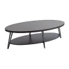 MES Table Basse Ovale Double Plateau 135x70x39,7 Cm Noire 26