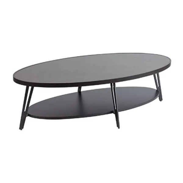 MES Table Basse Ovale Double Plateau 135x70x39,7 Cm Noire 1