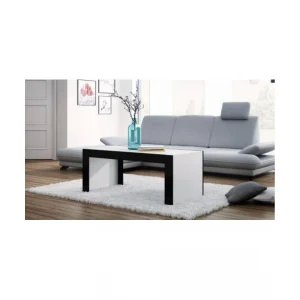 Hucoco Table Basse Pour Moderne Salon X50 Deko D1 – Blanc-Noir Brillant 6