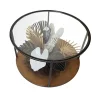 MES Table Basse Ronde 3D 80×44,5 Cm Décor Tropical En Métal Noir Et Dor?… 13