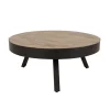 MES Table Basse Ronde 74 Cm En Teck Recyclé Naturel Et Métal Noir 5