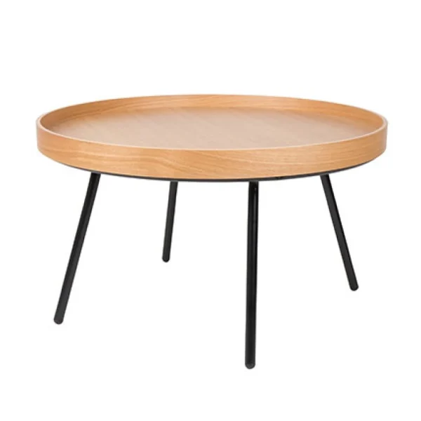 MES Table Basse Ronde 78 Cm En Bois Naturel Et Pieds Noirs 1