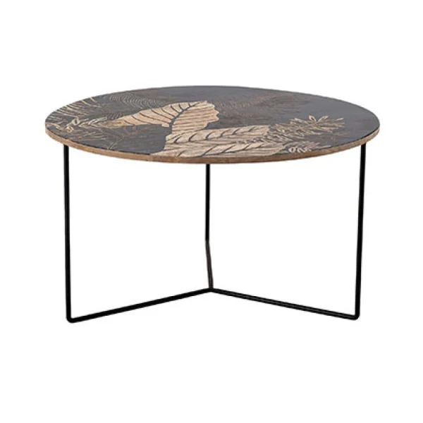 MES Table Basse Ronde 80×45 Cm En Manguier Naturel Et Noir 1