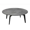 MES Table Basse Ronde 90 Cm Avec Plateau En Verre Aspect Céramique Grise 11