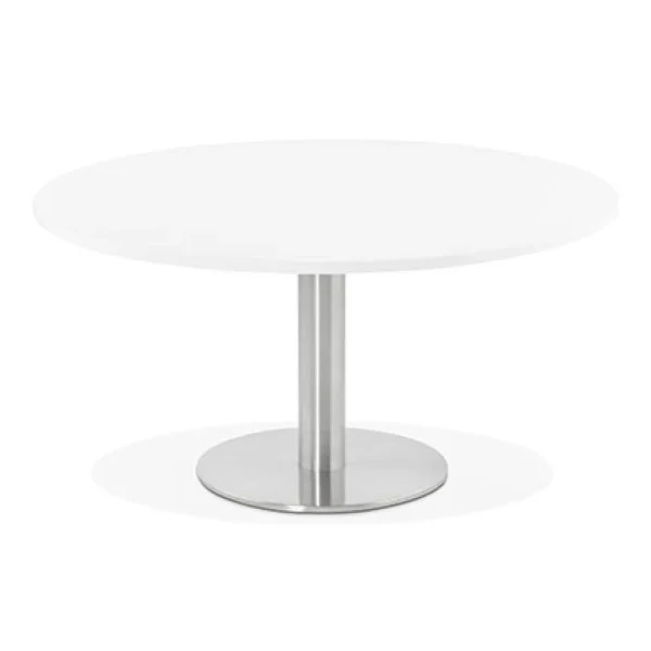 MES Table Basse Ronde 90 Cm En Bois Blanc Et Métal – LIVY 1