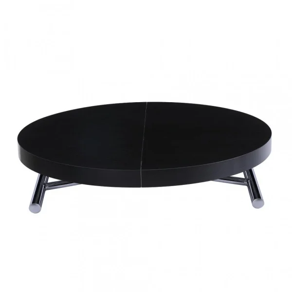 Inside 75 Table Basse Ronde Relevable Et Extensible SATURNA Bois Noir Diamètre… 1