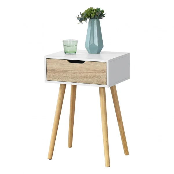 Table Basse Östersund 60 X 40 X 30 Cm Blanc Effet Chêne [en.casa] 1