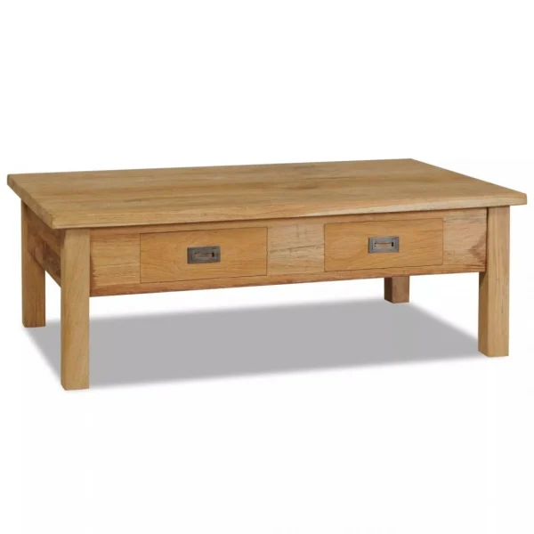 SANS MARQUE Table Basse Teck Massif 100 X 60 X 35 Cm – Brun 1