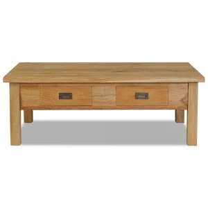 SANS MARQUE Table Basse Teck Massif 100 X 60 X 35 Cm – Brun 9