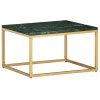 Chunhelife Table Basse Vert 60x60x35 Cm Pierre Véritable Et Texture Marbre 19