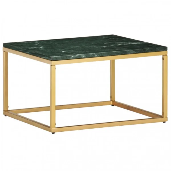 Chunhelife Table Basse Vert 60x60x35 Cm Pierre Véritable Et Texture Marbre 1