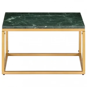 Chunhelife Table Basse Vert 60x60x35 Cm Pierre Véritable Et Texture Marbre 11