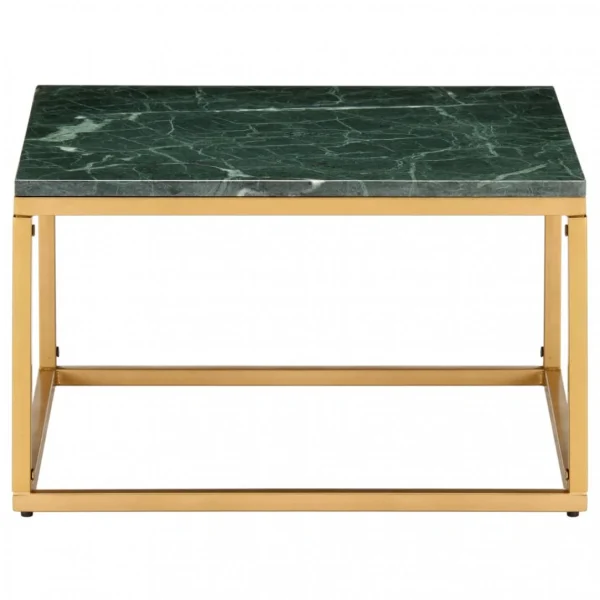 Chunhelife Table Basse Vert 60x60x35 Cm Pierre Véritable Et Texture Marbre 4