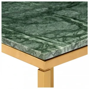 Chunhelife Table Basse Vert 60x60x35 Cm Pierre Véritable Et Texture Marbre 15