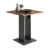 MES Table Bistrot Carrée 70×77,5 Cm Anthracite Et Marron 5